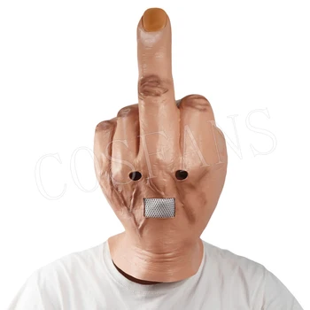 Хэллоуин Жуткие пальцы презирают вертикальный средний палец латексная маска косплей пародия на головной убор реквизит