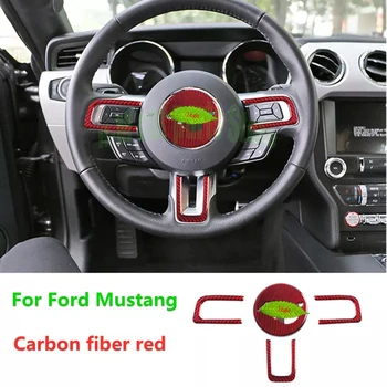 Эмблема рулевого колеса из углеродного волокна для Ford Mustang Автомобильные наклейки Автомобильный стайлинг 2015 2016 2017 2018 2019 Автоаксессуары